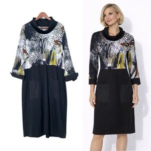 Dolcezza Art to Wear Dress Size XXL Safari Escape Abstract Artsy Lagenlook